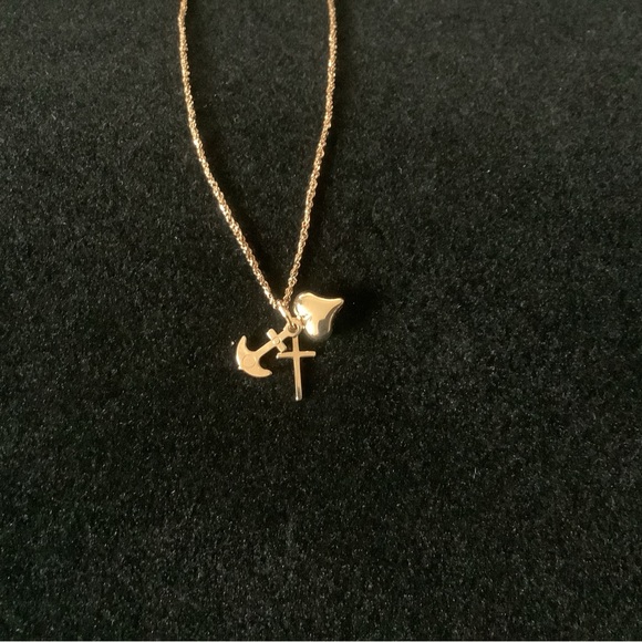 Elegant Gold Anchor and Cross Necklace